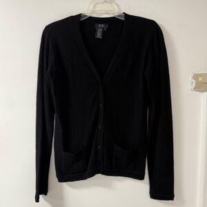 Black cashmere button down sweater
